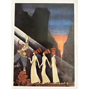 Captain, Three Princesses, Leading, Blue Mountain, Art Nouveau, Kay Nielson, Uni